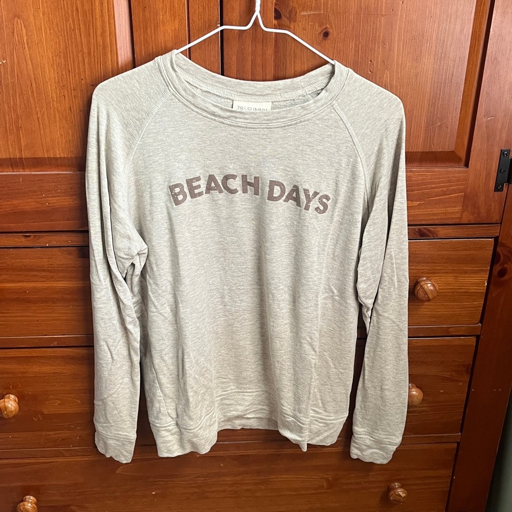 Gray/ Beige  'Beach Days' Sweatshirt 78&Sunny size S